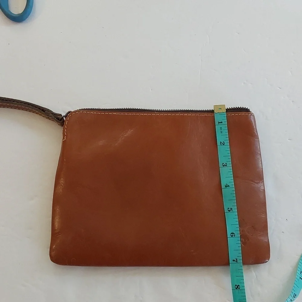 Patricia Nash Brown Premium leather Logo Zip Wristlet/Clutch  Neutral Minimalist